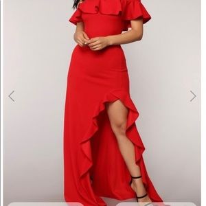 Chasing love red ruffle dress
